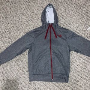 North Face zip up grey sweatshirt